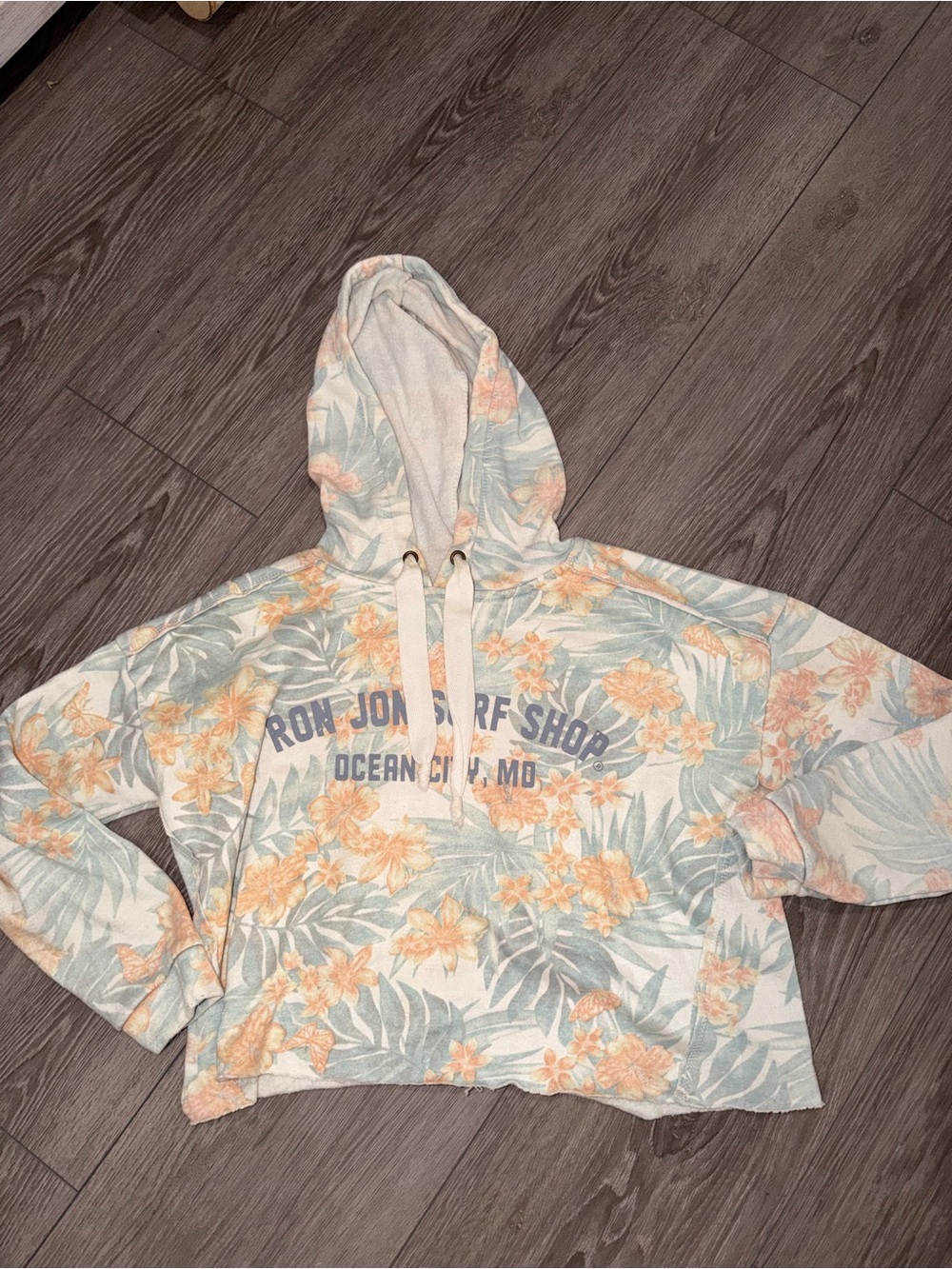 Ron Jon Pullover Hoodie in Pastel Blue and Peach Tie-Dye